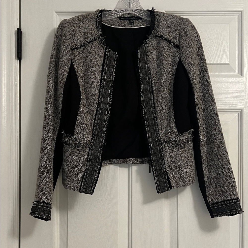 White House Black Market Black and Gray Textured Blazer